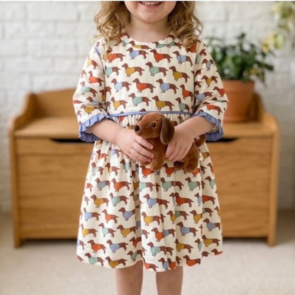 Pink Chicken Girl's Multicolor Olive A-Line Dress Size 3Y